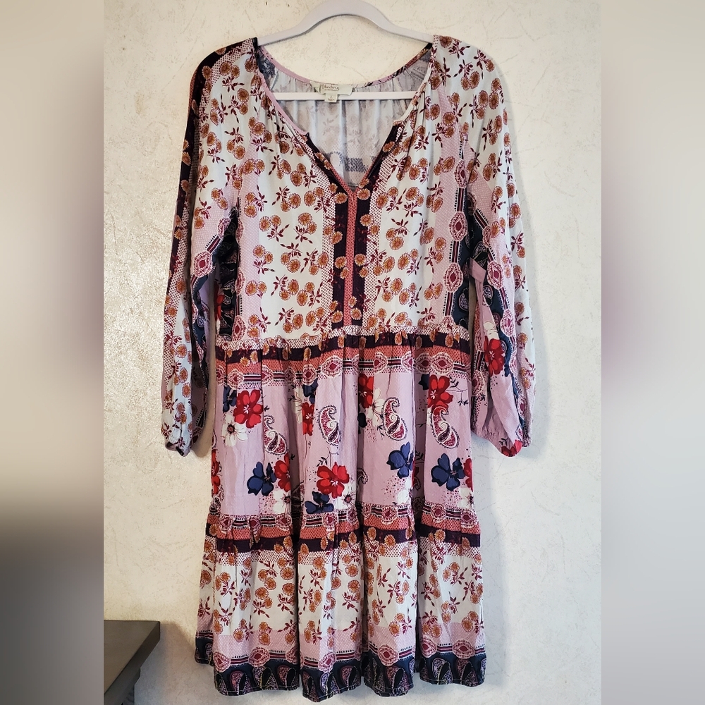 Nurture by Lamaze Multicolor Floral Long Sleeve Dress Boho Size:L